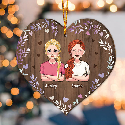 Sisters Connected By Heart - Personalized Sister Ornament