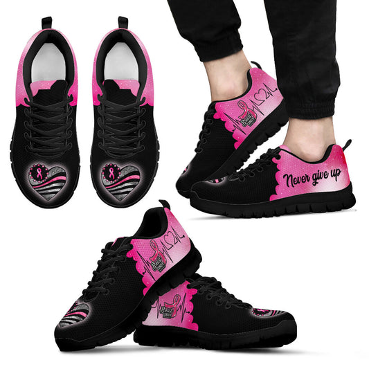 Never Give Up Breast Cancer Awareness Sneakers 0622
