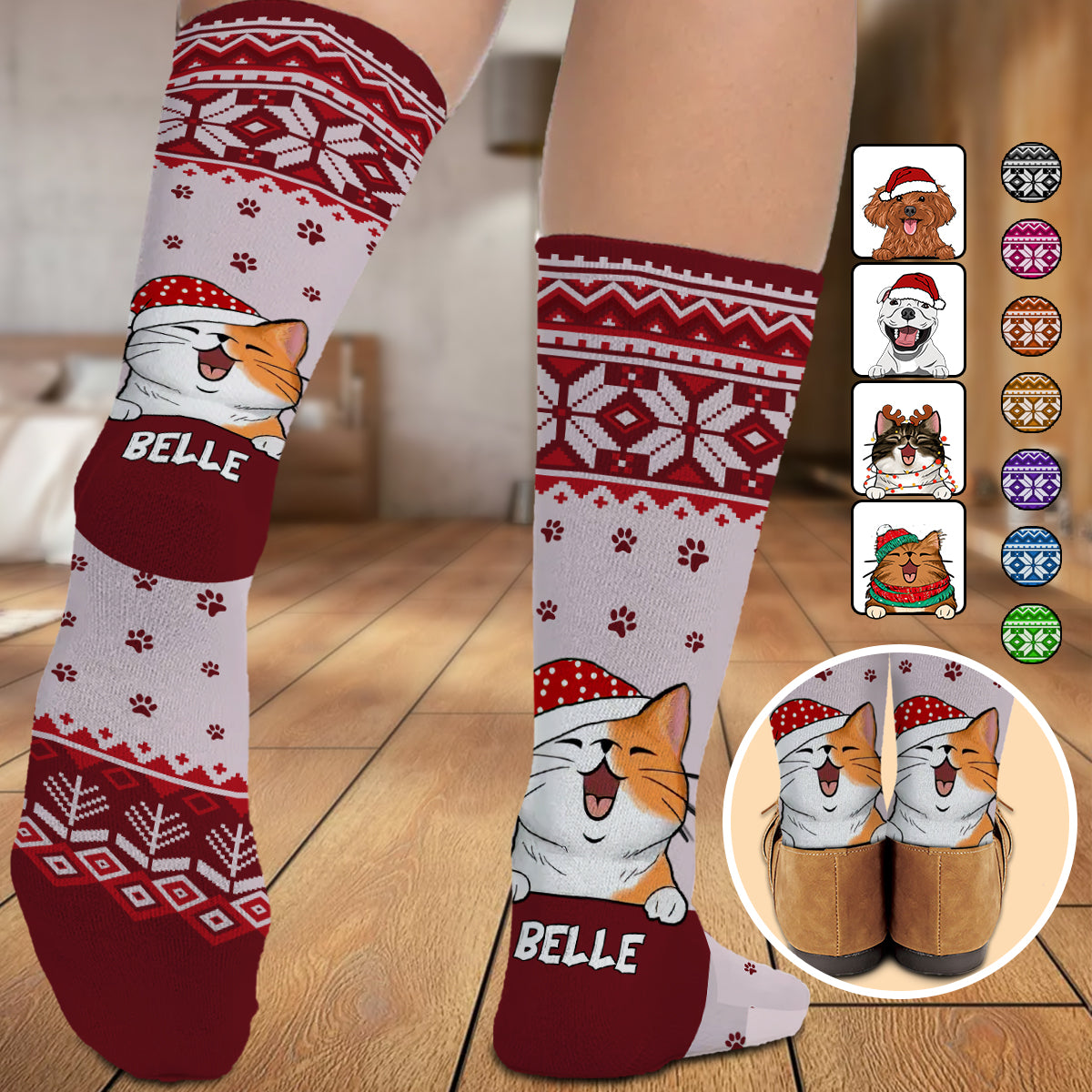 Merry Christmas - Personalized Cat Socks