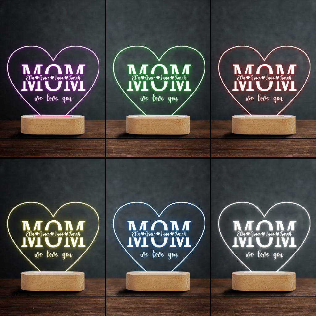 Love Mom - Personalized Mother Shaped Plaque Light Base