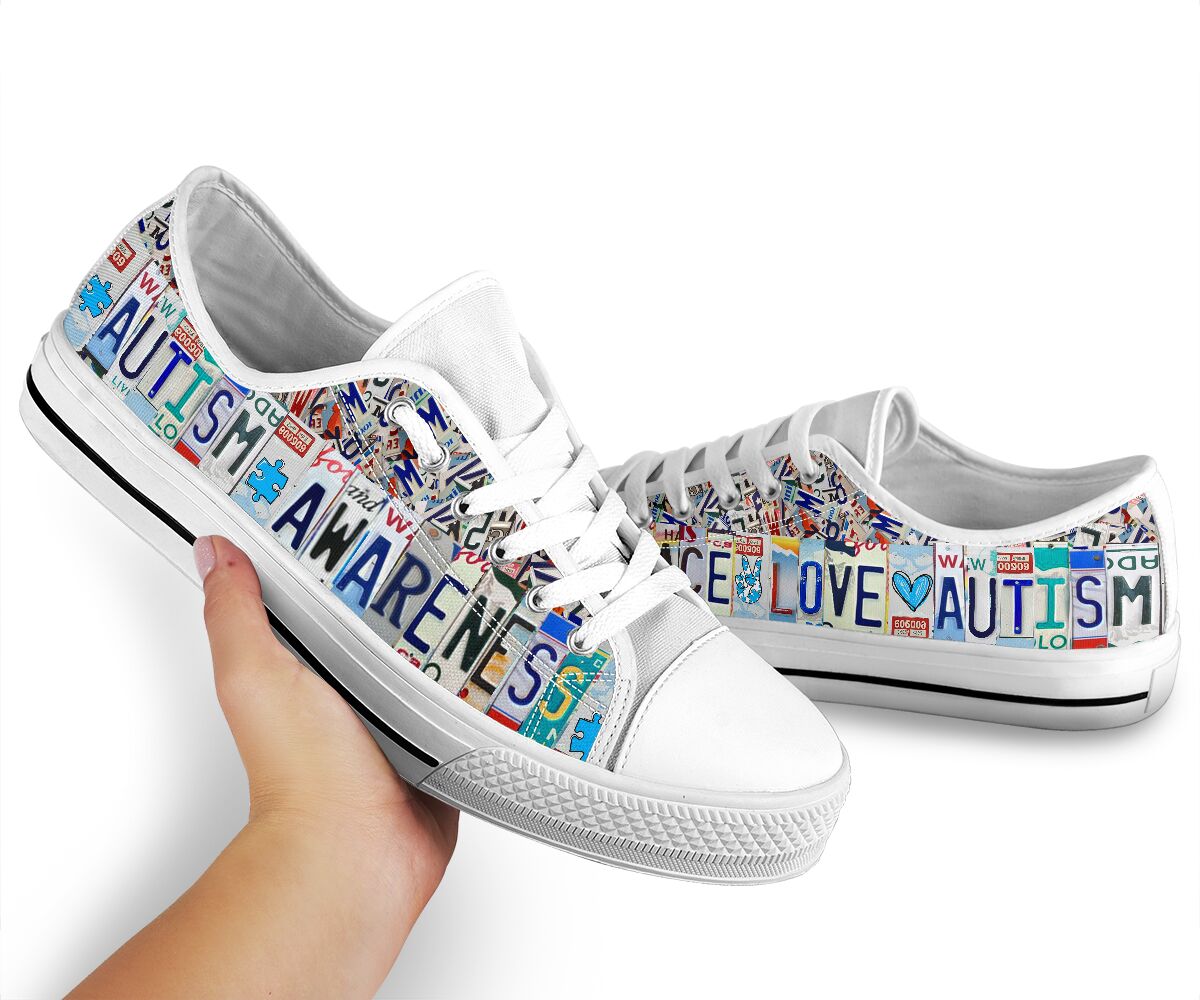 Peace Love Autism Autism Awareness Low Top Shoes 0622