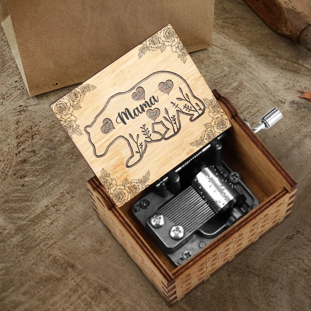 Mama Bear - Personalized Mother's day Mother Hand Crank Music Box