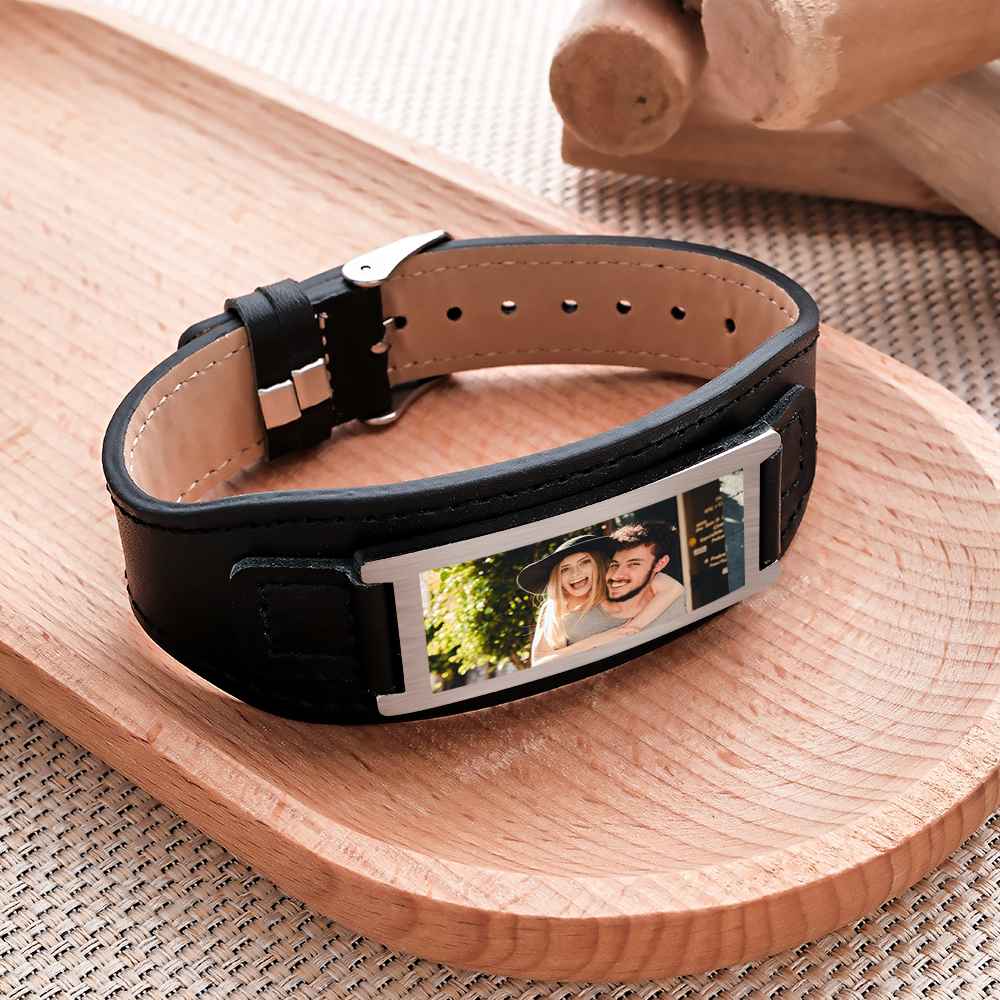 Any Photos - Personalized Photo Leather Bracelet