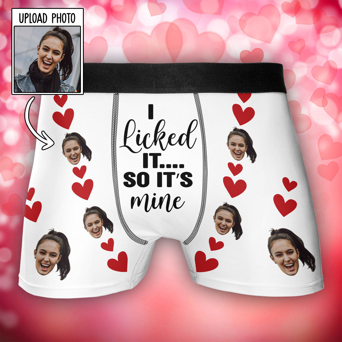 I Licked It, So It's Mine - Personalized Photo Men's Boxer Briefs, Funny Valentine’s Day Gift