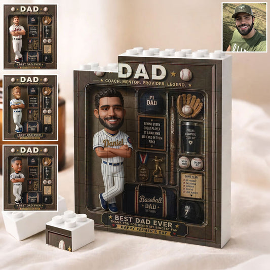 Best Dad Ever - Personalized Baseball Shaped Building Blocks