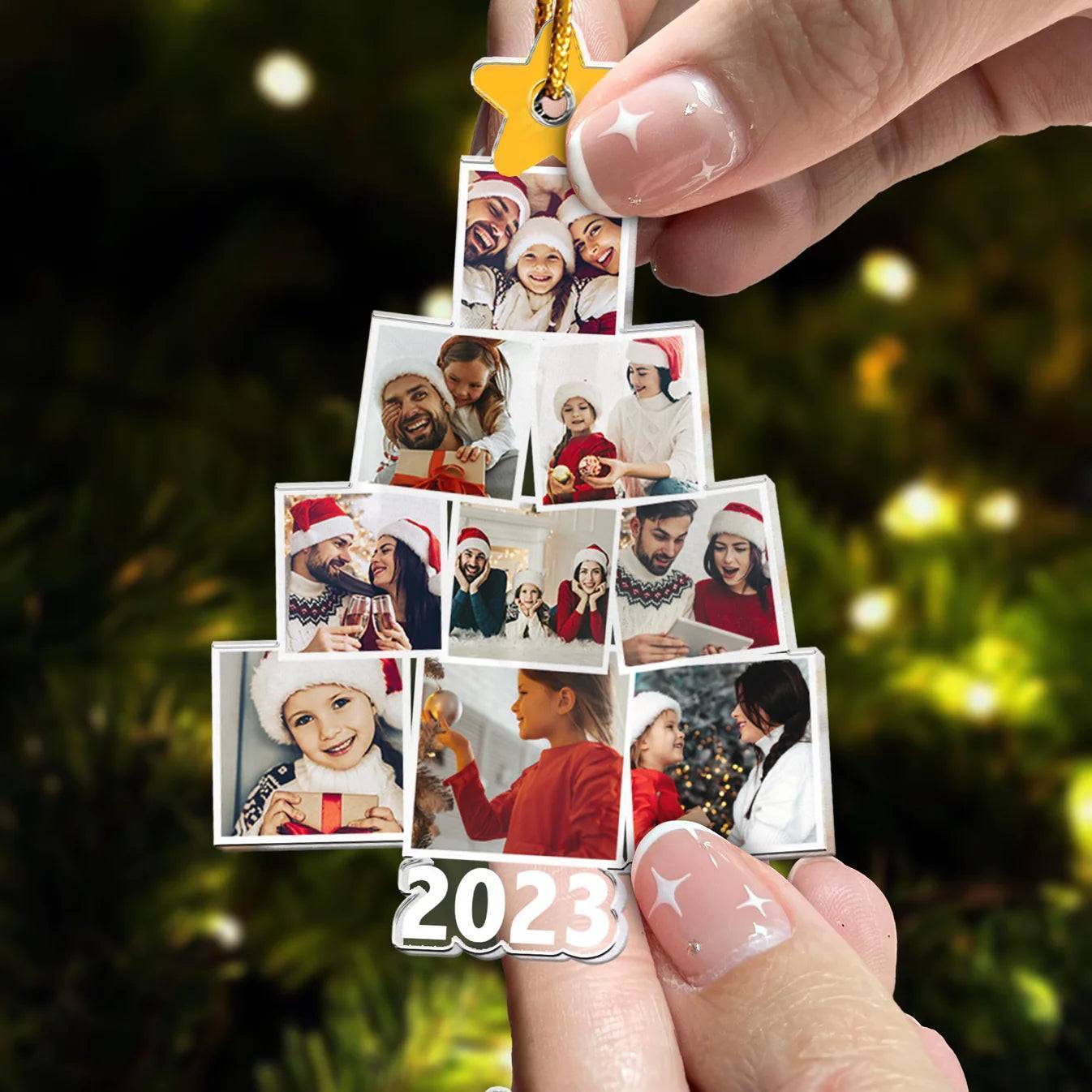 Personalized Acrylic Ornament Photo Tree Collage for Christmas Tree Decor, Warm Holiday Keepsake, Unique Gift for Family