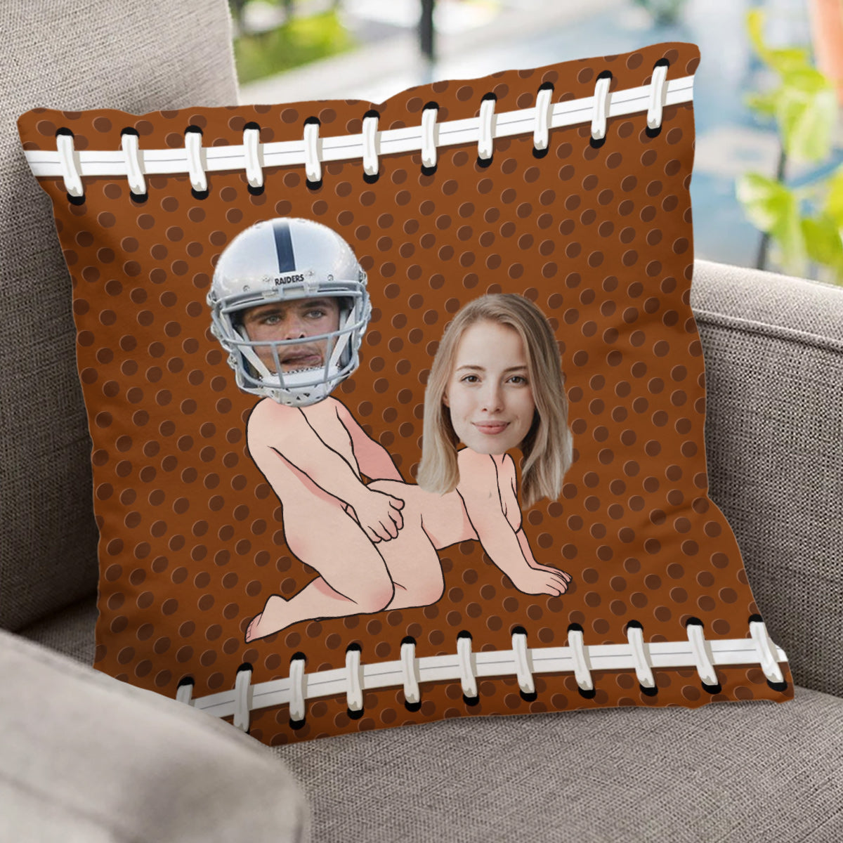 Eat Sleep Football You Repeat - Personalized Football Throw Pillow