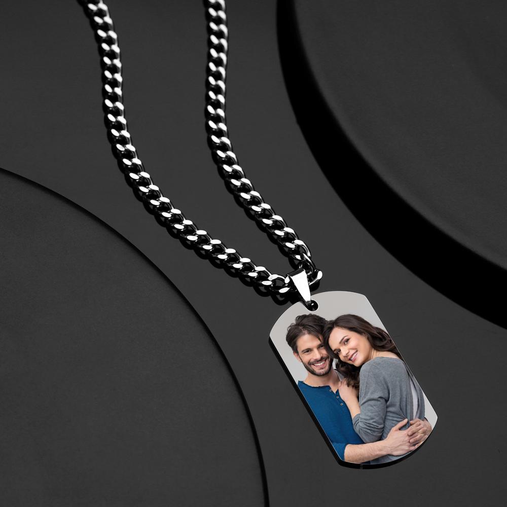 Any Photo - Personalized Men Engraved QR Code Necklace