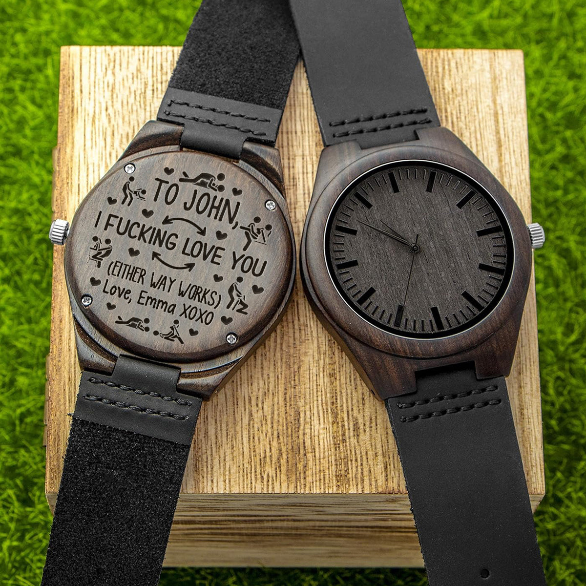 I Love You - Personalized Couple Personalized Engraved Wooden Watch
