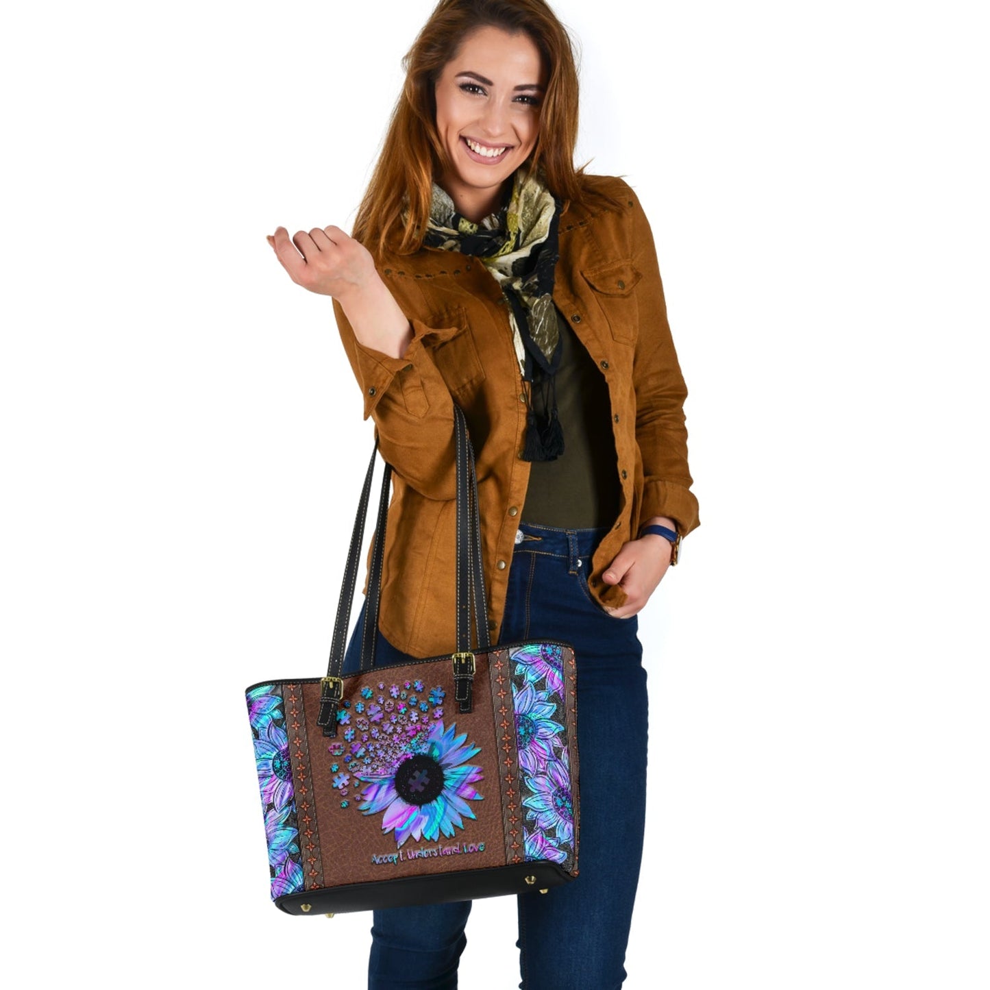 Accept Understand Love Autism Awareness Leather Bag 0622