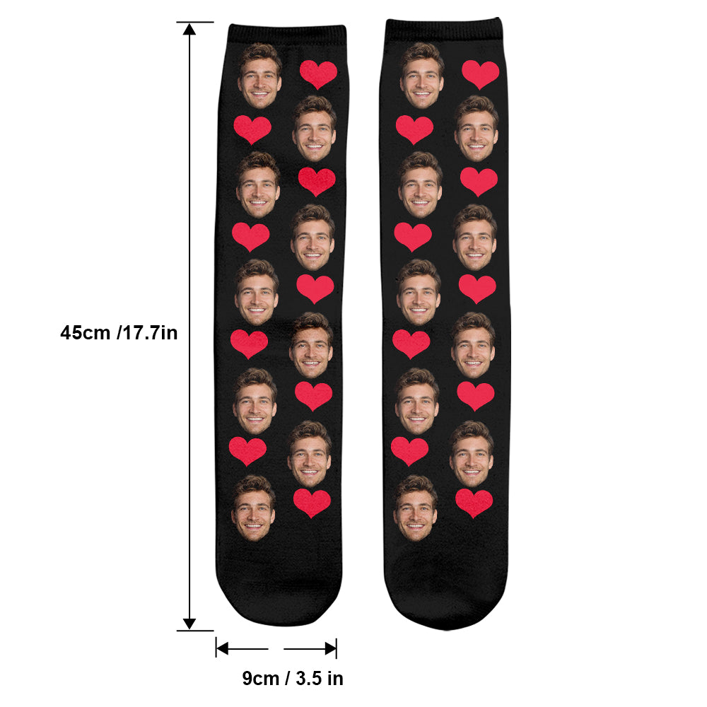 Custom Face Heart Pattern - Personalized Sibling Socks