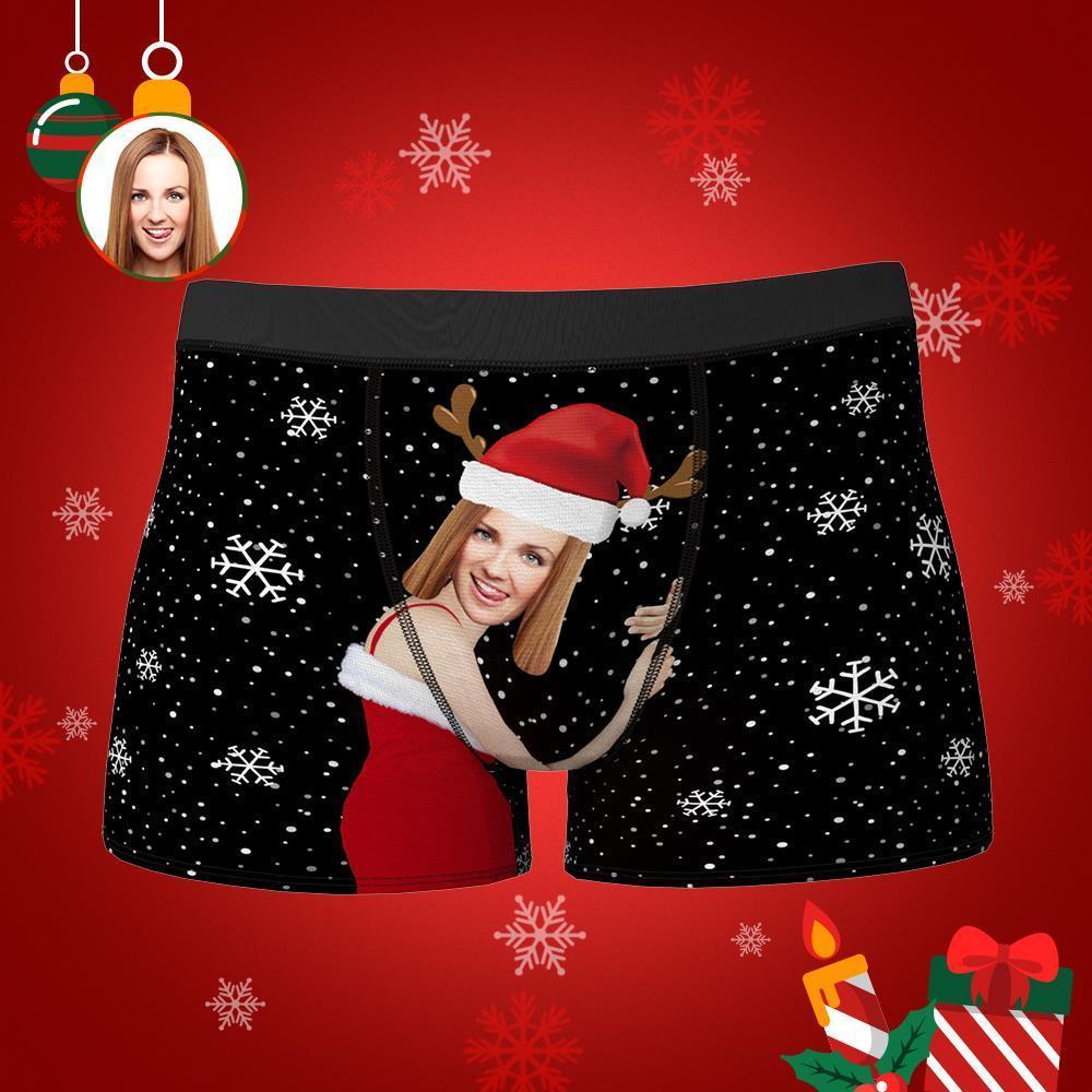 Custom Wife Or Girlfriend Face Boxers Christmas Gift For Men AR View - Personalized Couple Men's boxer briefs