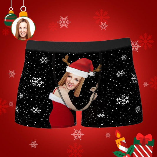 Custom Wife Or Girlfriend Face Boxers Christmas Gift For Men AR View - Personalized Couple Men's boxer briefs