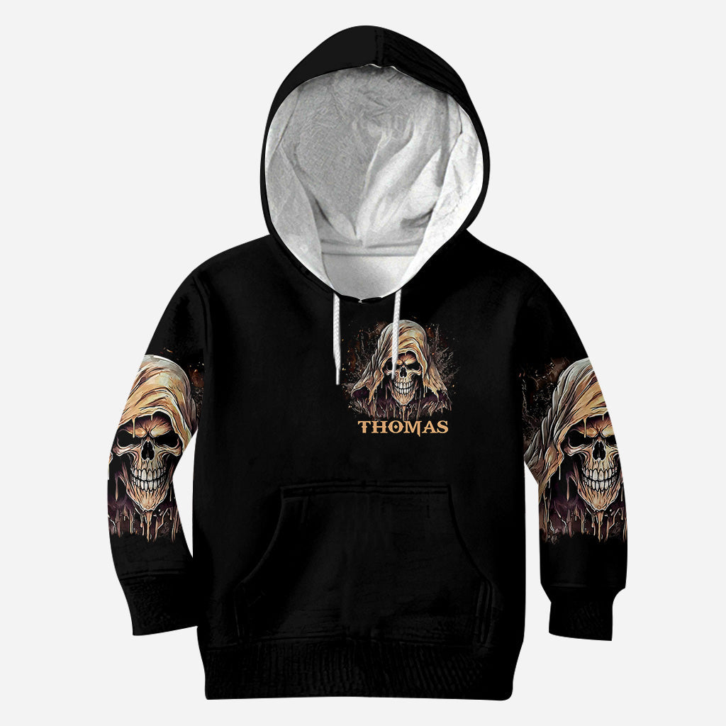 I'm Never Alone - Personalized Skull All Over Shirt