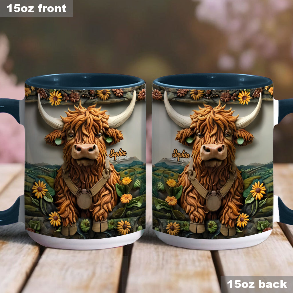 Cute Highland Cow - Personalized Highland Cow Accent Mug