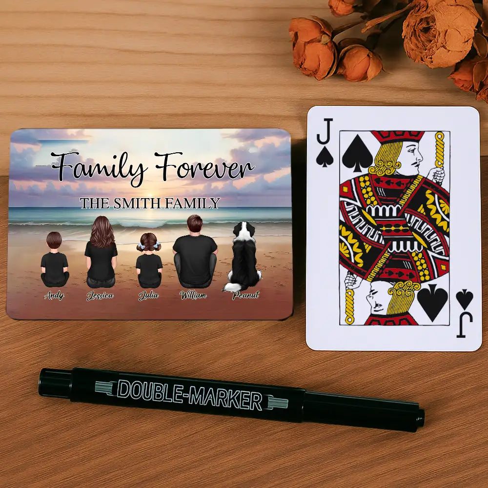 Family Forever Beach Back-View Personalized Playing Cards – Creative Gift for Siblings & Friends