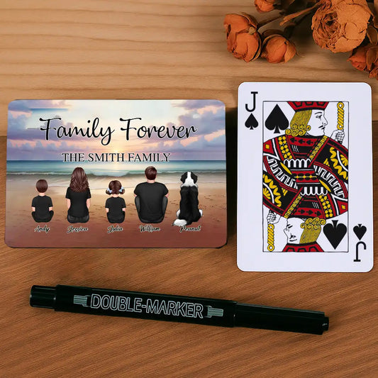 Family Forever Beach Back-View Personalized Playing Cards – Creative Gift for Siblings & Friends