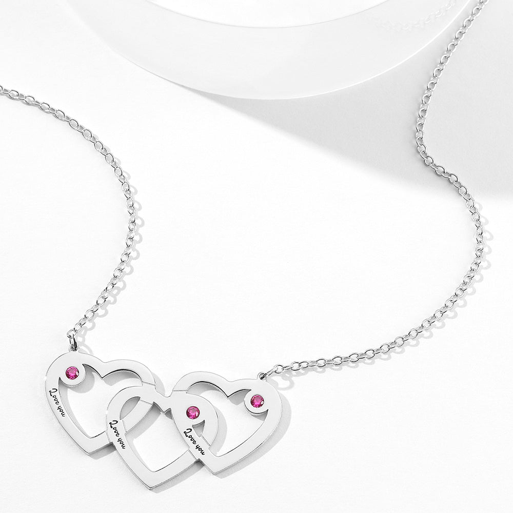 Triple Name - Personalized S925 Silver Triple Heart Name Necklace
