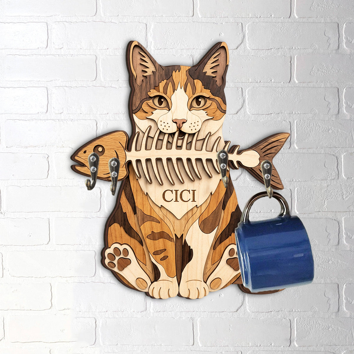 Funny Pet Keyrack - Personalized Cat Custom Shaped Hanging Rack