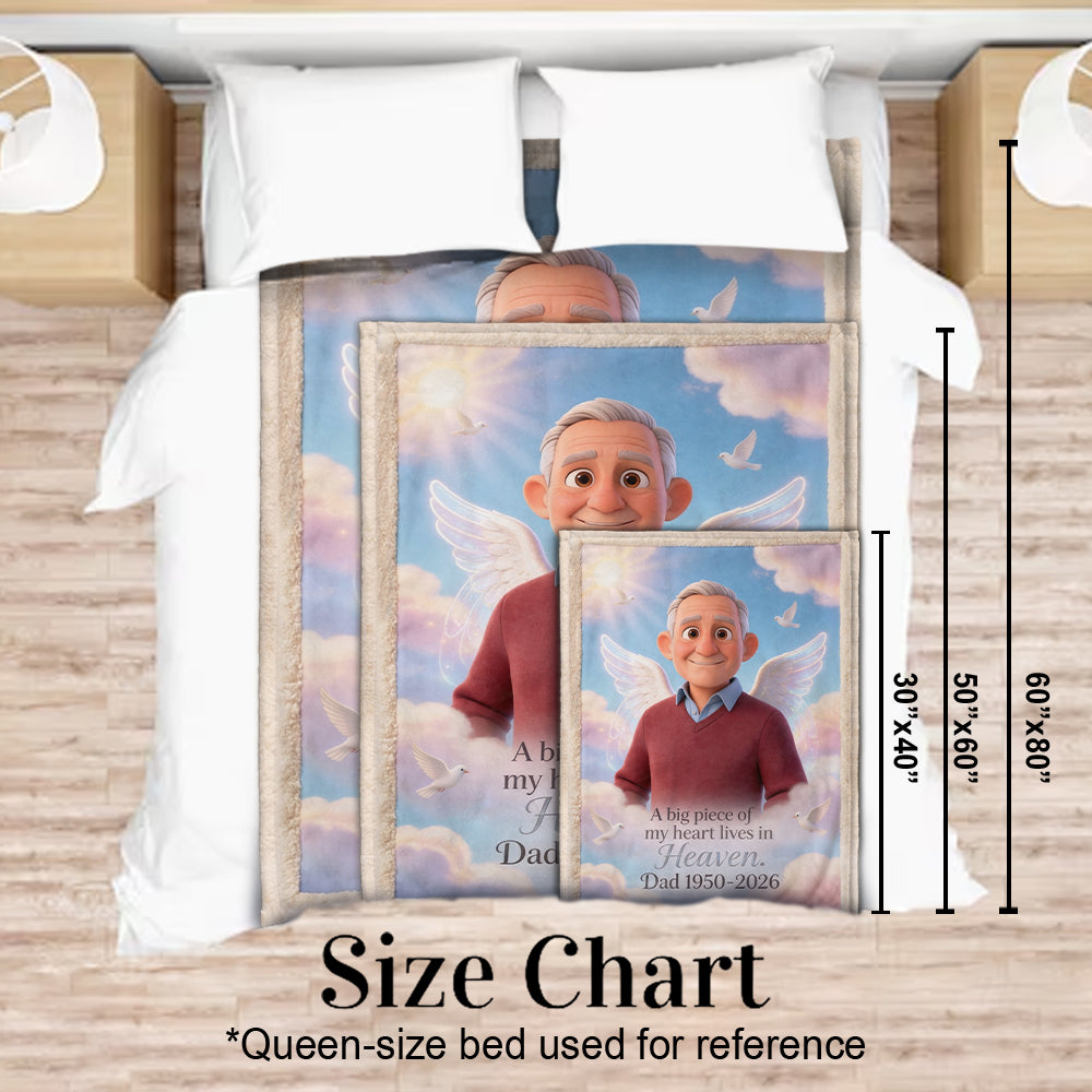 A Piece Of My Heart Lives In Heaven - Personalized Memorial Blanket