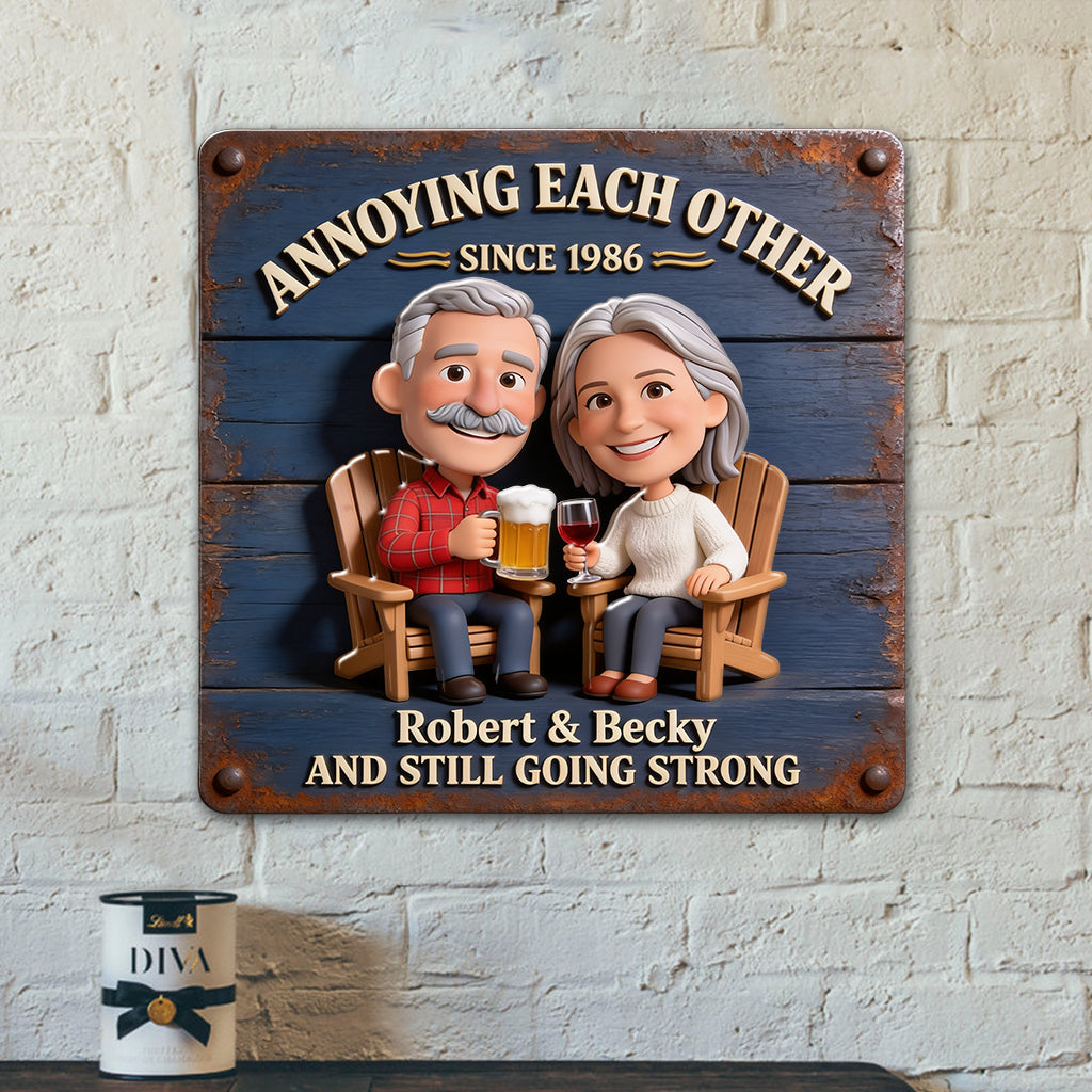 Everlasting Love - Personalized Couple 3D Printed Cut Metal Sign