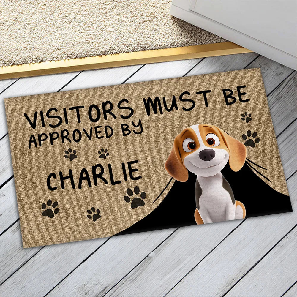 Personalized "Visitors Must Be Approved by the Dogs" Doormat – Custom Pet Door Mat for Dog Lovers