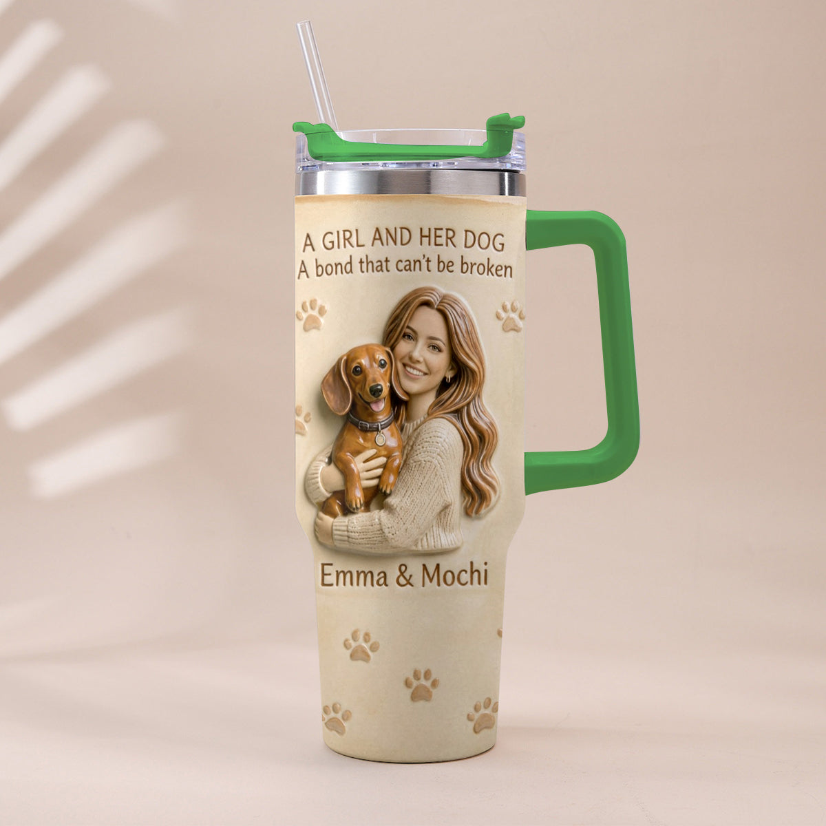 Always By My Side - Personalized Dog Tumbler With Plush Charm