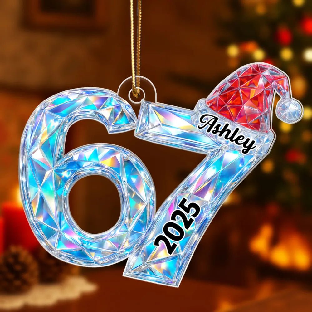 Six Seven Acrylic Ornament Christmas Tree Decoration – Trendy Gen Z Viral Quote Style, Unique Gift for Kids and Grandkids