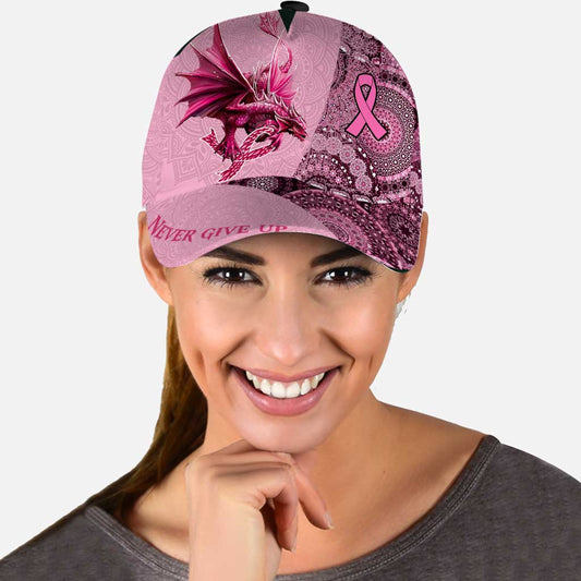 Never Give Up - Breast Cancer Awareness Personalized Classic Cap