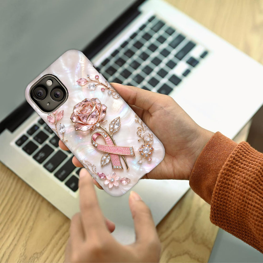 Faith Hope Love - Personalized Breast Cancer Awareness Full Print Phone Case & Phone Grip