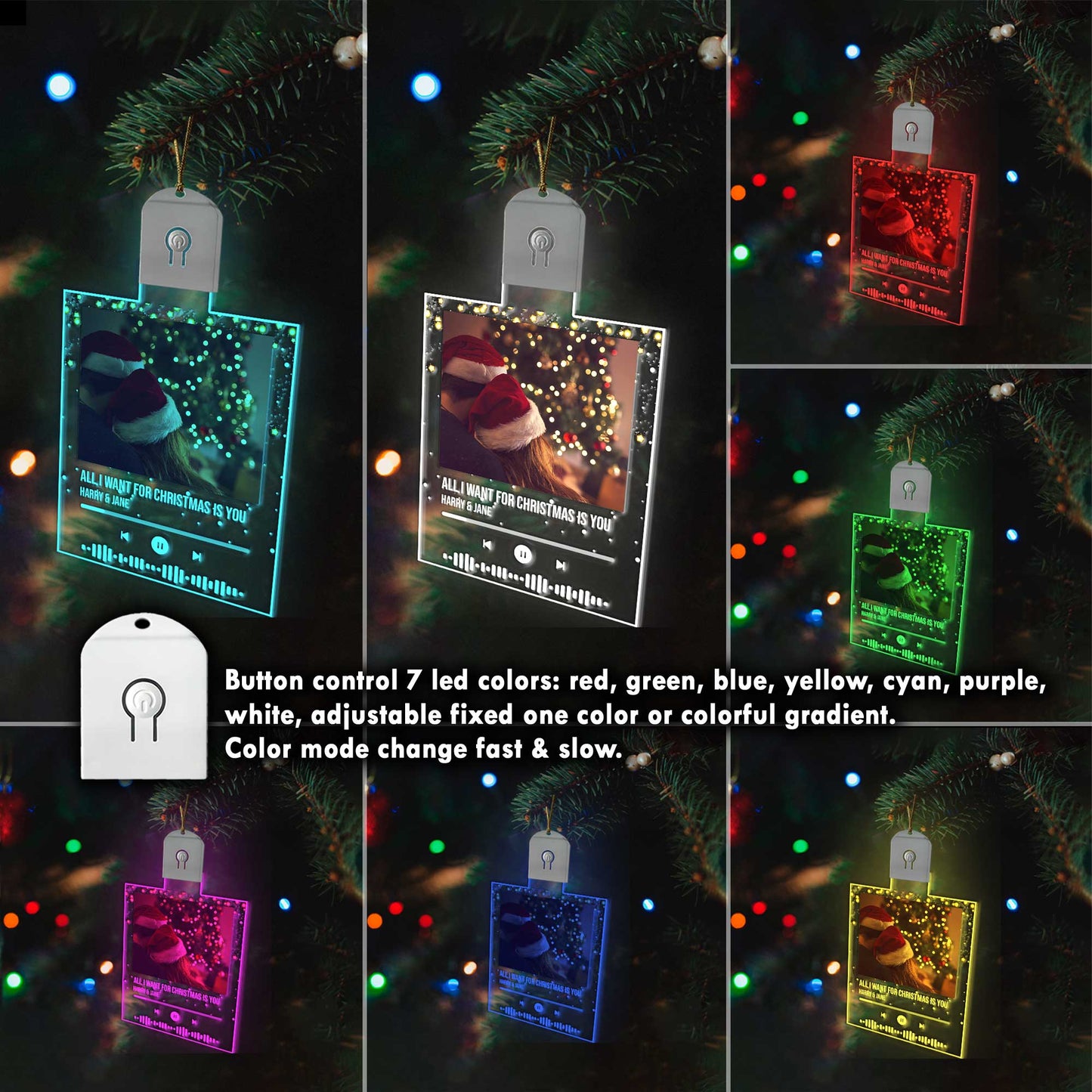 All I Want For Christmas Is You - Personalized Christmas Couple Shaped Led Acrylic Ornament