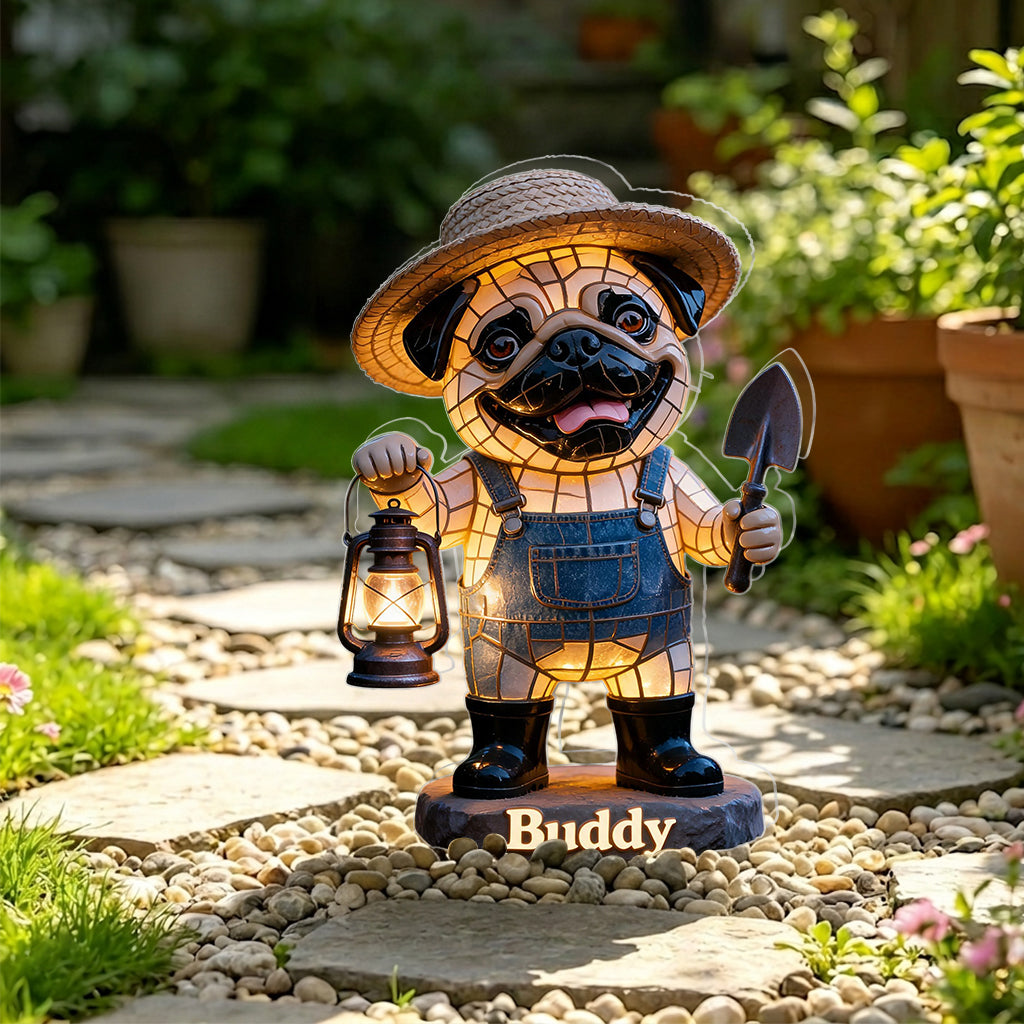 Custom Any Photo Gardening Decoration - Personalized Dog Solar Acrylic Light