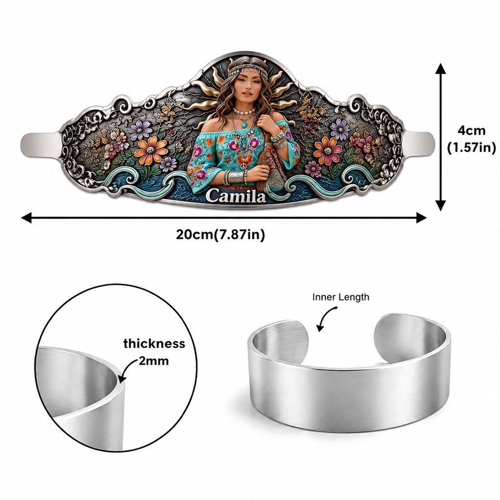 Any Photo Hippie Soul - Personalized Hippie Shaped Cuff Bracelet