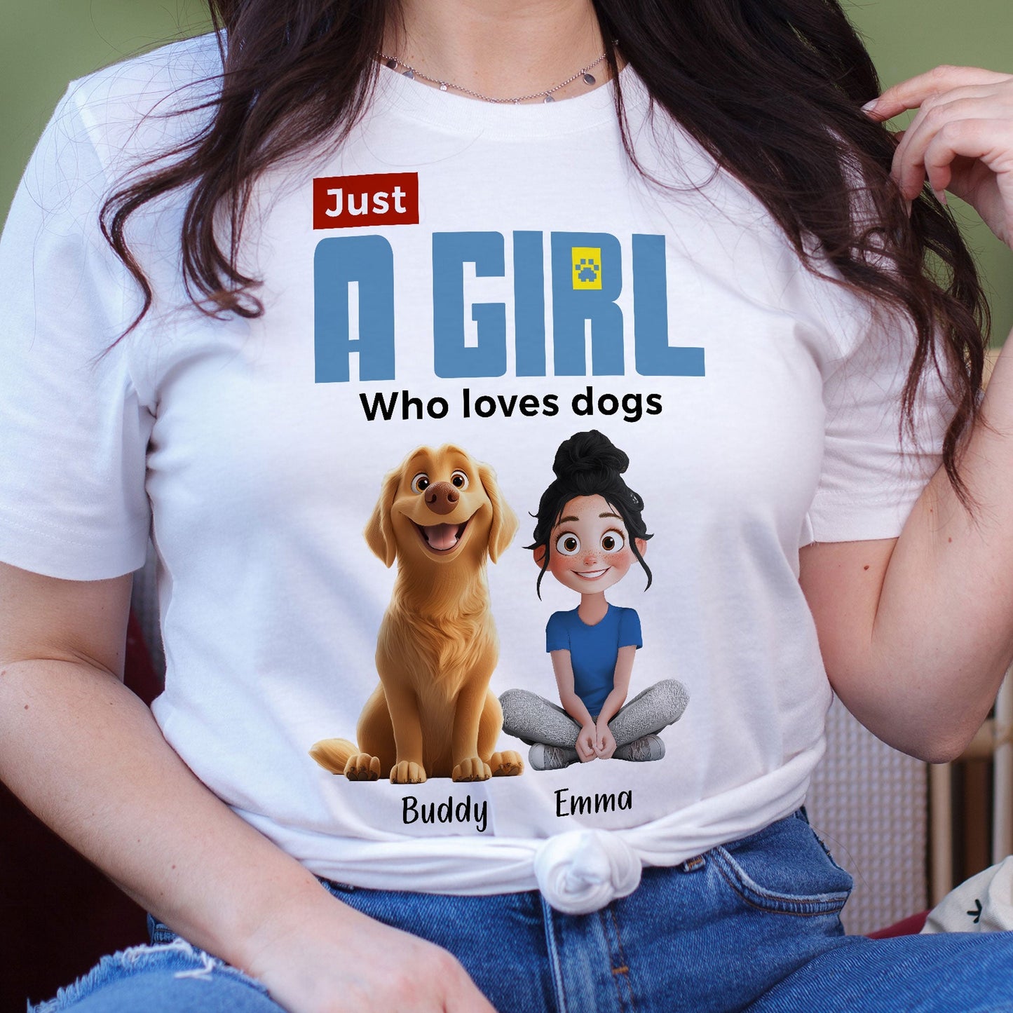 ‘Just A Girl Who Loves Dogs’ Classic Tee – Personalized Pet and Owner Design