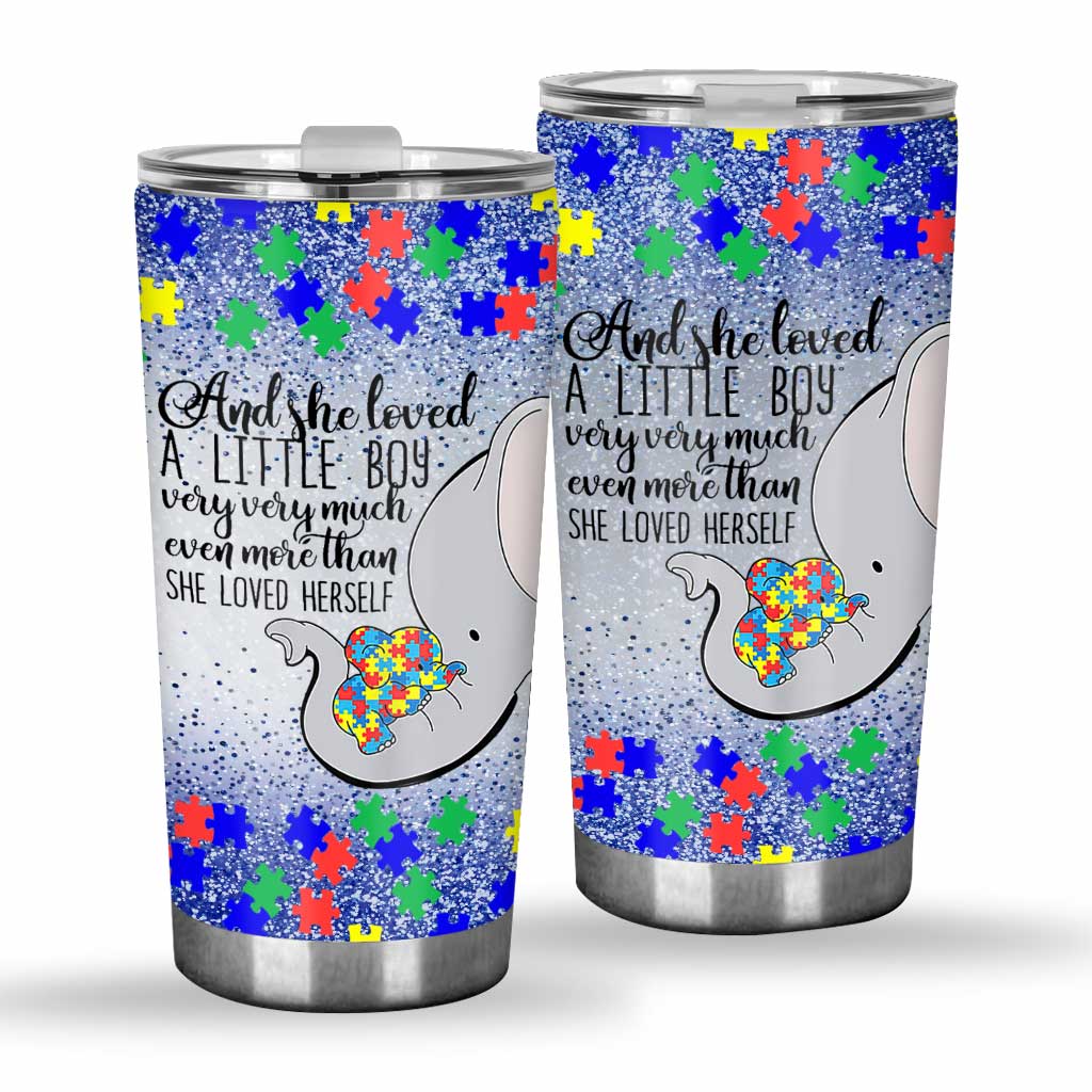 And She Loved A Little Boy Very Very Much Autism Elephant Mom - Autism Awareness Tumbler 0921