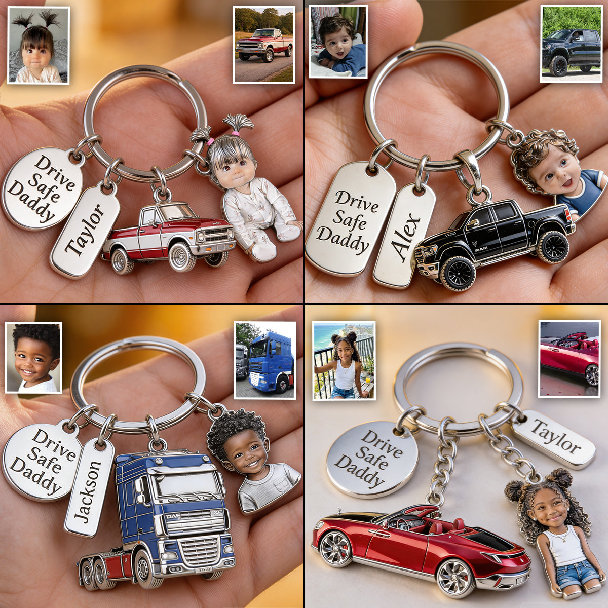 Drive Safe Daddy - Personalized Father Premium Keychain With Charms