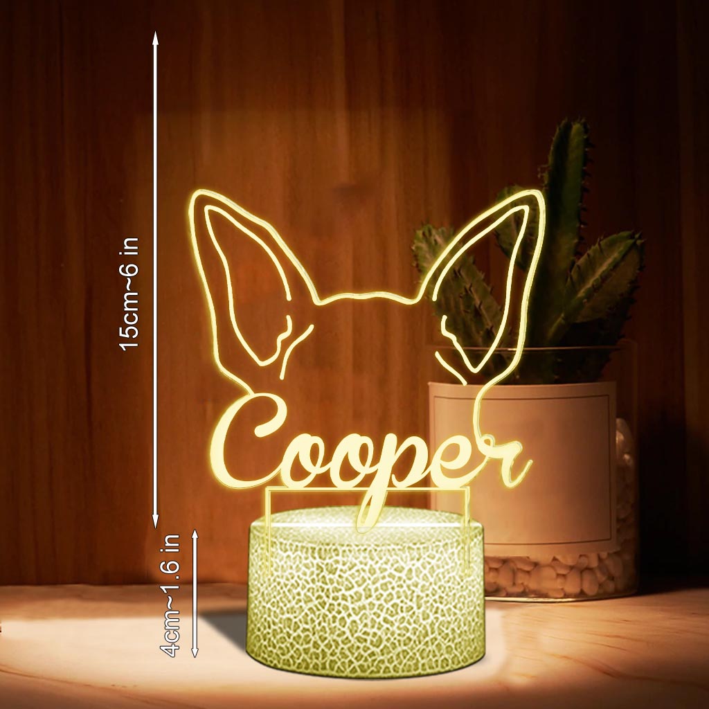 Dog's Ears Memorial Cute Personalized Gift - Gift for dog lovers, who lost dog - Personalized Shaped Plaque Light Base