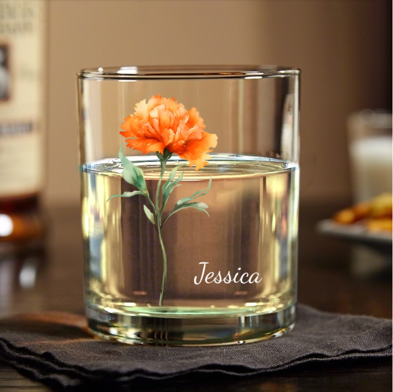 Personalized Floral Wine Glass - Custom Name Cup or Ornament or Keychain or Poster or Plaque - Perfect Gift for Her, Birthdays, and Special Occasions