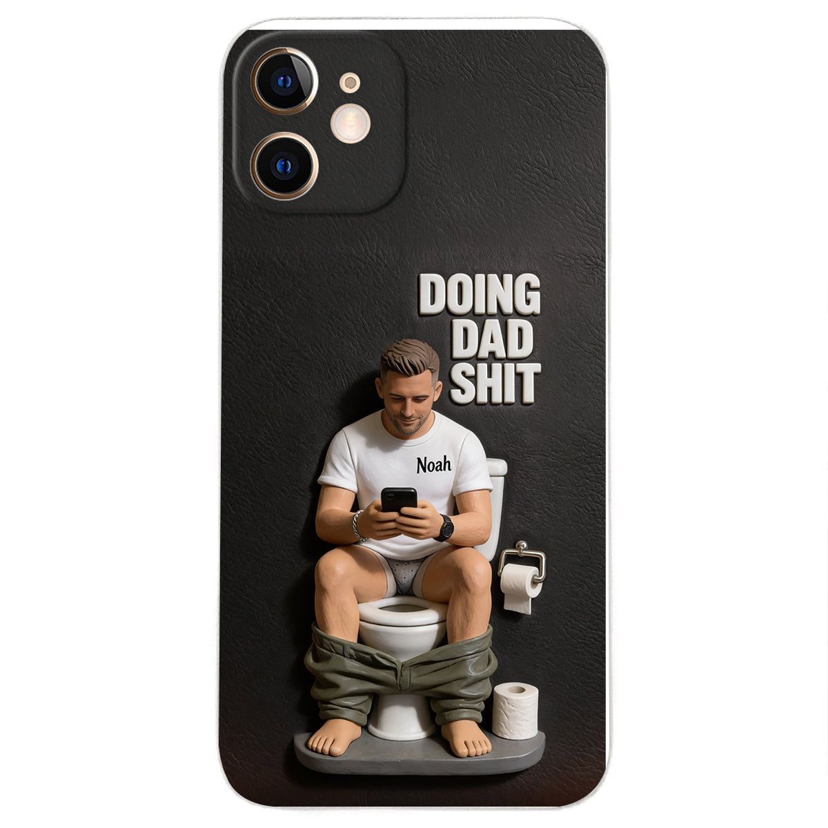 Doing Dad Shit - Personalized Father 3D Embossed Leather Phone Case