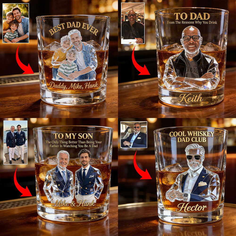 Cool Gift For Dad, Father's Day Gift - Personalized Father Whiskey Glass
