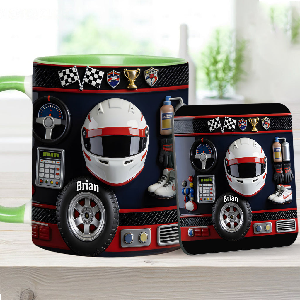 Born to Race - Personalized Racing Accent Mug & Coaster