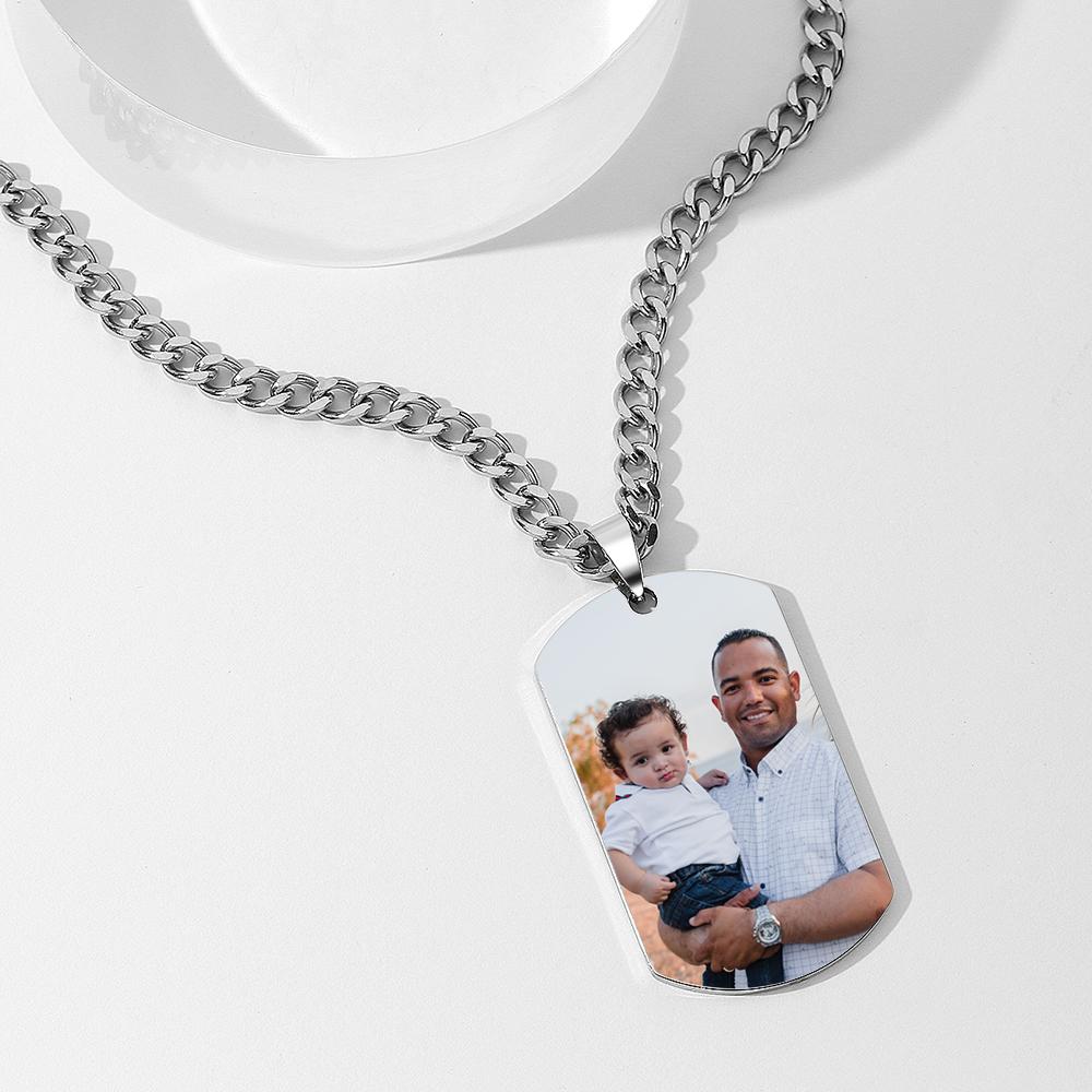 My Hero - Personalized Father Mens Dog Tag Photo Necklace