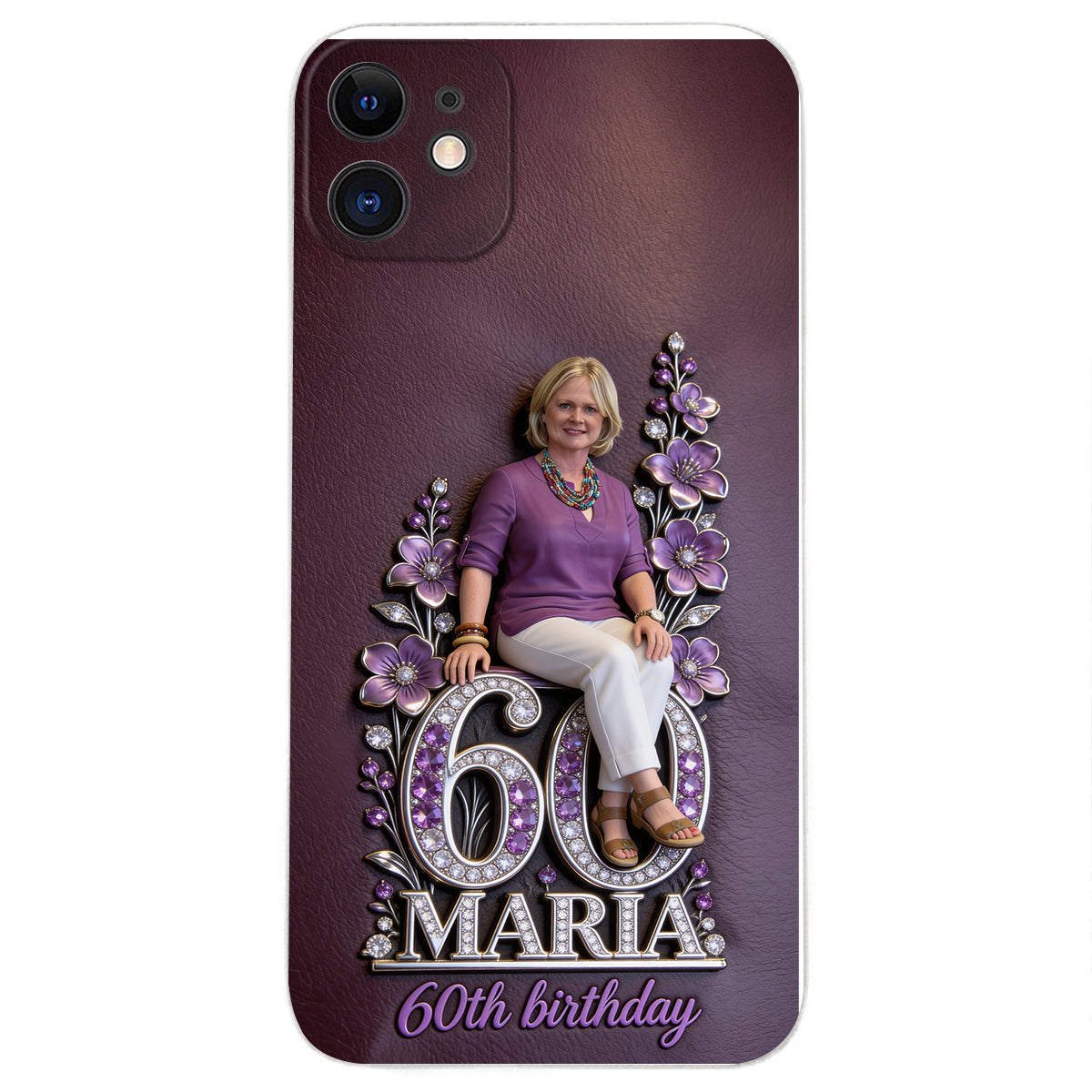 Custom Any Photo Perfect Gift For Mom, Grandma - Personalized Birthday 3D Embossed Leather Phone Case