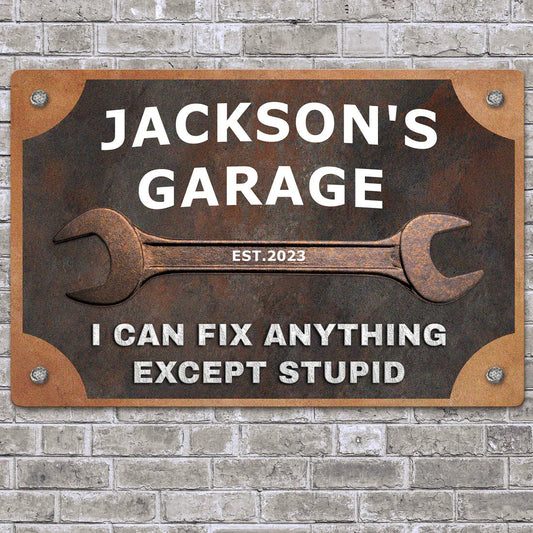 Personalized Rectangular Iron Sign for Dad's Garage, Wrench Design, Funny Quote, Unique Father's Day Gift