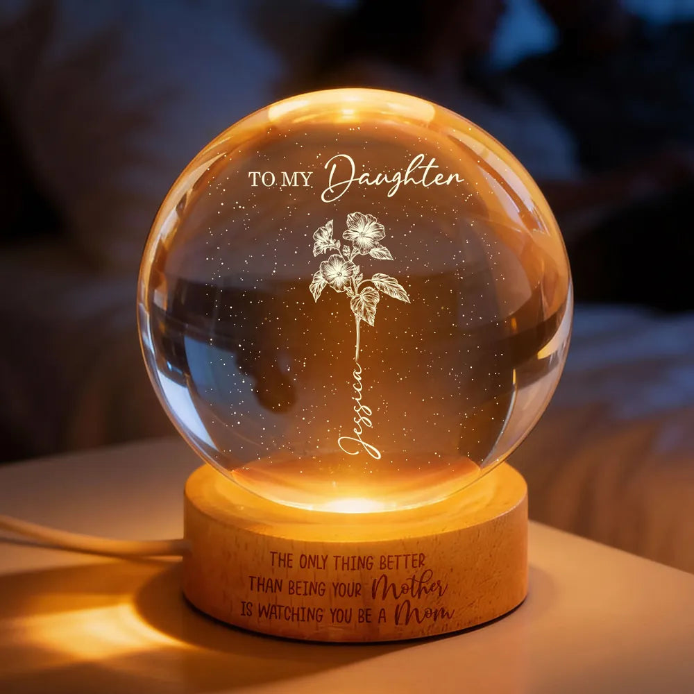 Personalized Globe Lamp for Daughter - 'Watching You Be a Mom' Warm Night Light, Unique Mother's Day Gift
