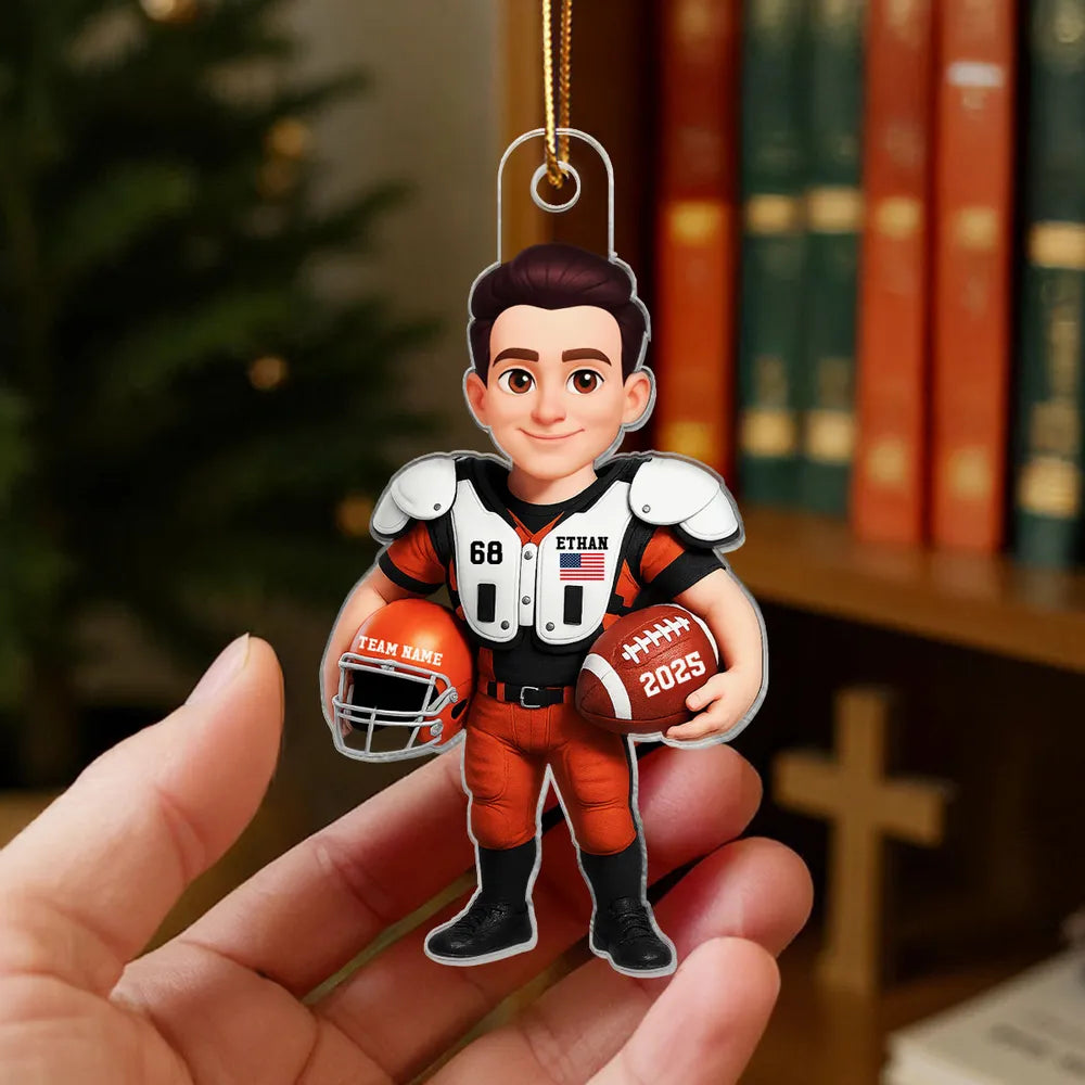 Football Player Acrylic Ornament – Sporty Boy Design, vivid print with premium texture, a perfect gift for athletes and fans
