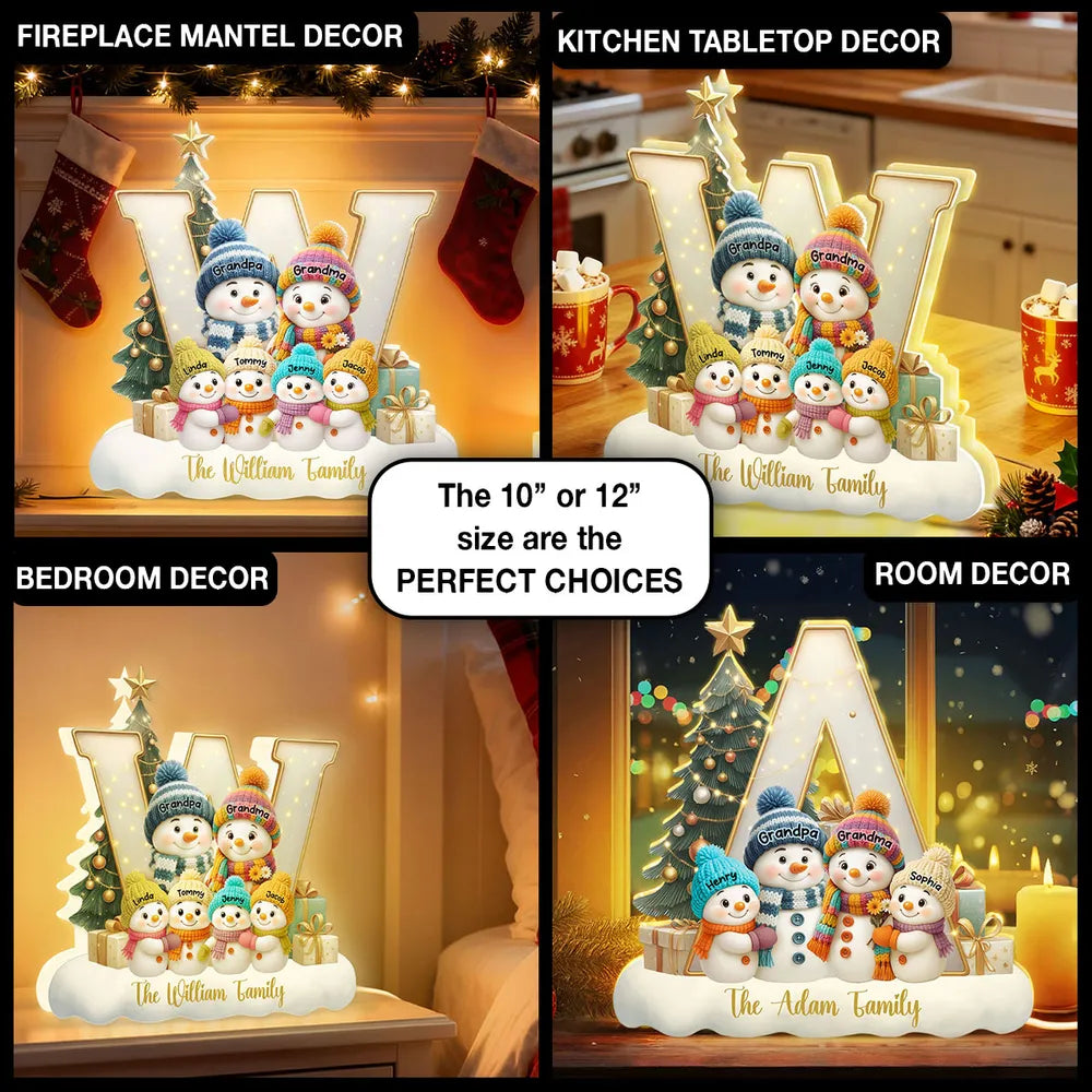 Snowman Family Acrylic Light Box – Heartwarming Holiday Decor, Perfect Gift for Grandparents & Family