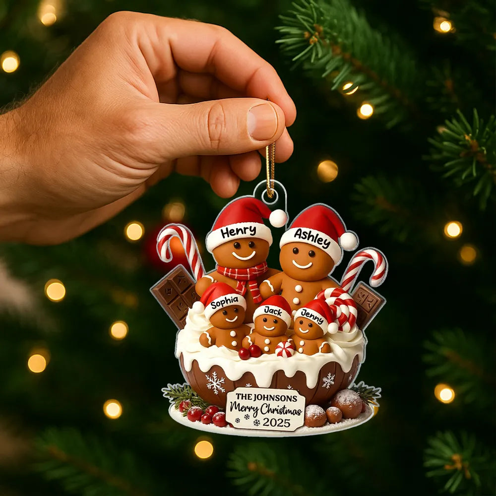 Christmas Gingerbread Family Acrylic Ornament, Personalized Festive Decor with Warm Holiday Vibes, Perfect Gift for Family