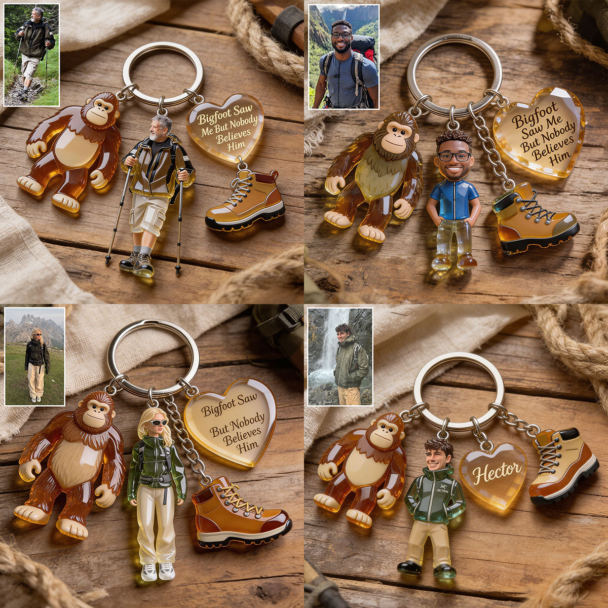 Custom Any Photo - Personalized Hiking Premium Keychain With Charms