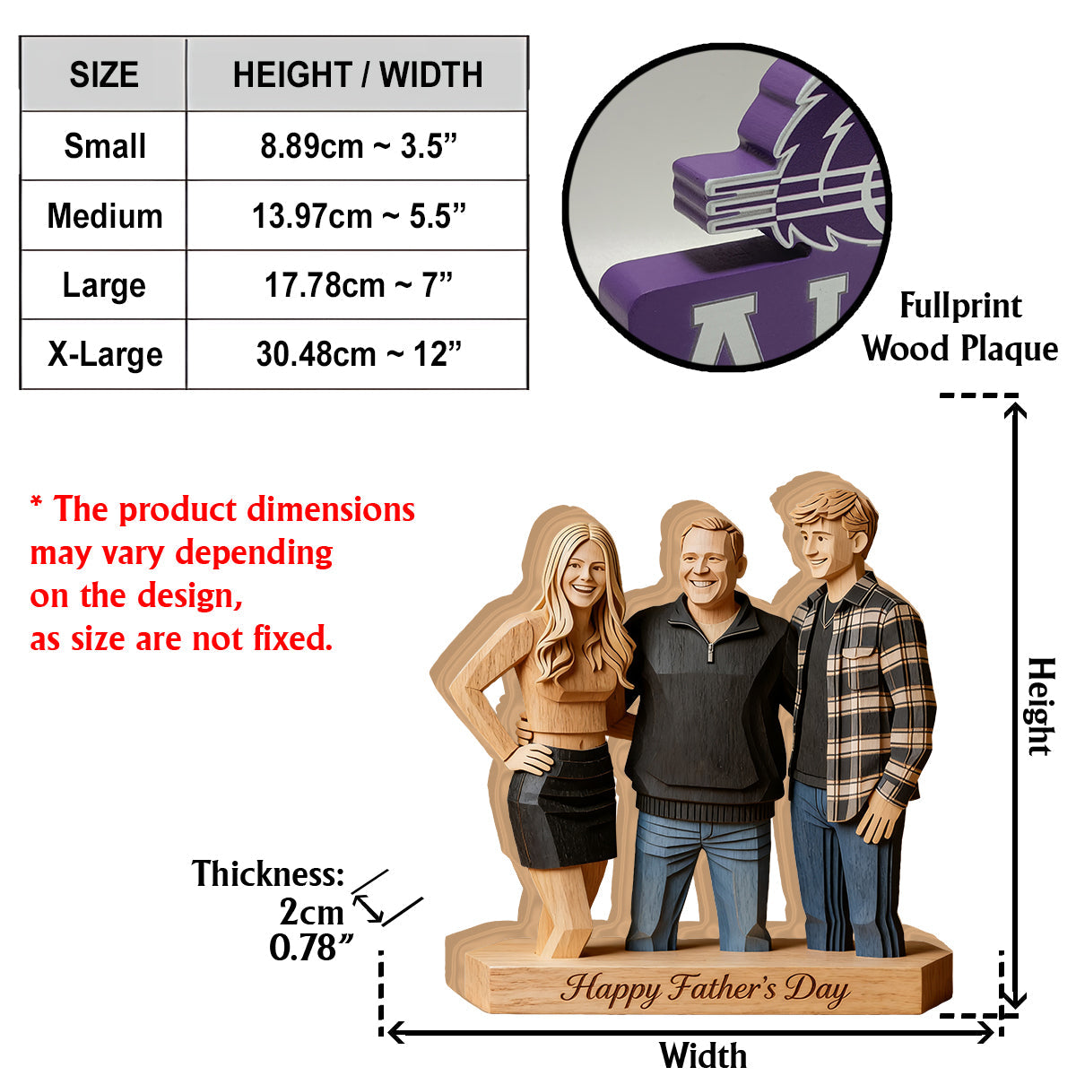 Custom Any Photo - Personalized Father Custom Shaped Wood Plaque